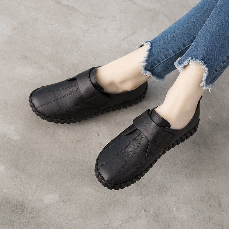 genuine leather handmade soft flat shoes for women