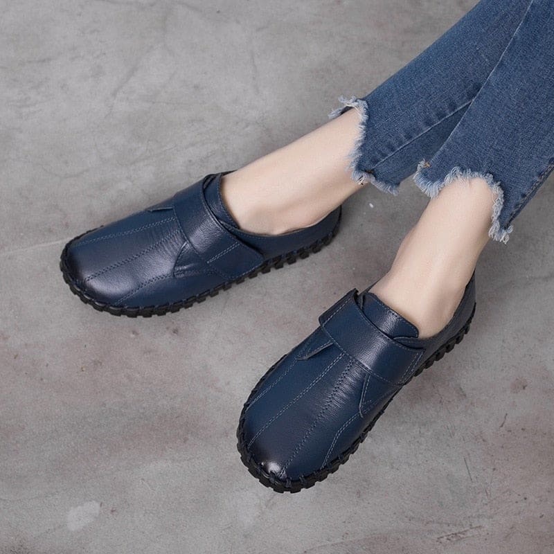 genuine leather handmade soft flat shoes for women