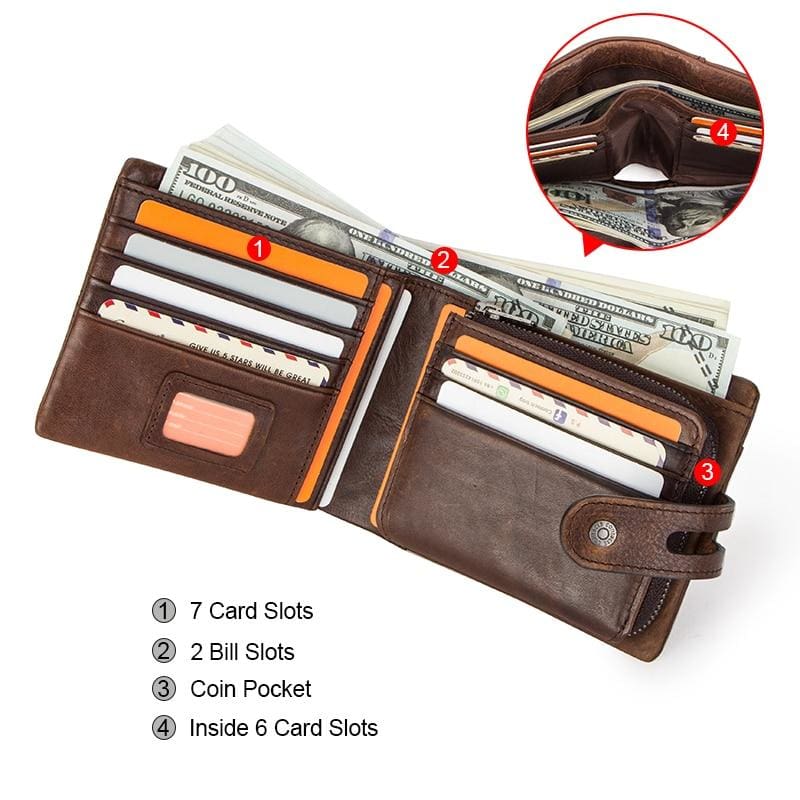 genuine leather hasp design wallet