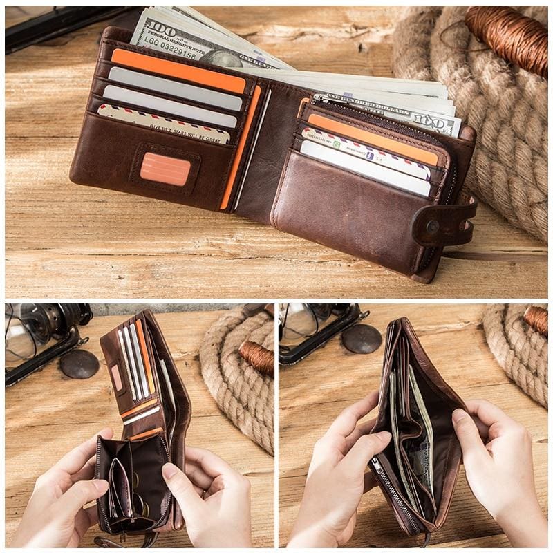 genuine leather hasp design wallet