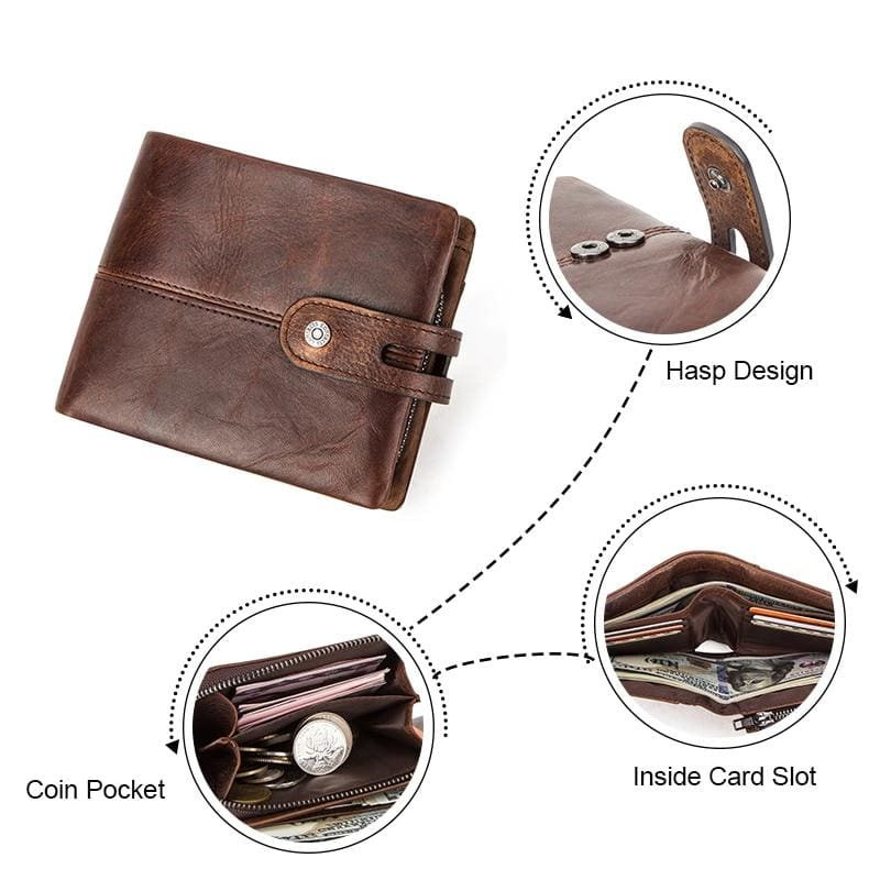 genuine leather hasp design wallet