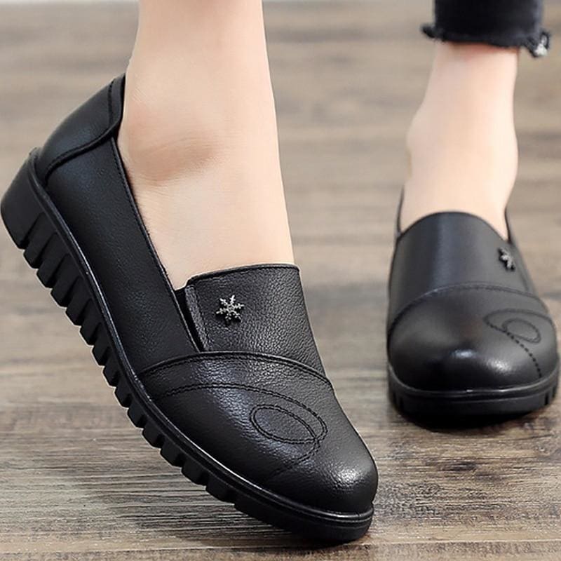 genuine leather round toe hard-wearing light loafers