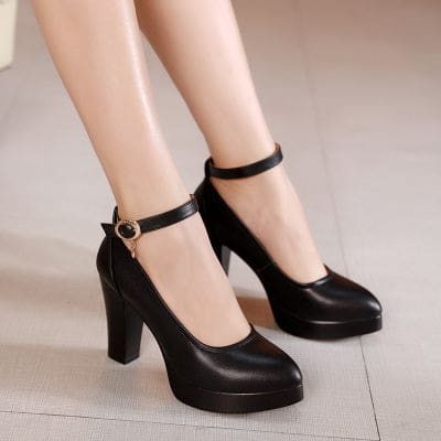 genuine leather round toe work shoe