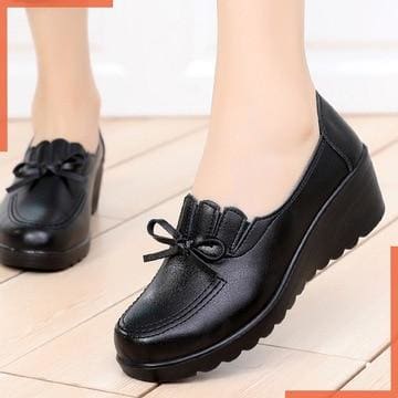 genuine leather slip on comfortable women shoes