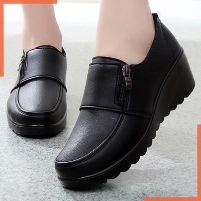 genuine leather slip on comfortable women shoes