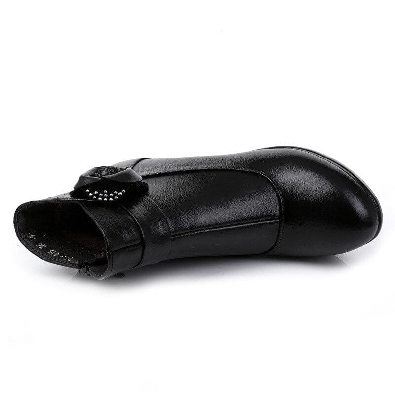 Genuine Leather Warm Plush Winter Boots For Women HIGH HEELS