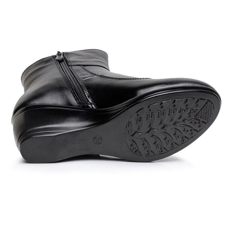 Genuine Leather Warm Plush Winter Boots For Women HIGH HEELS