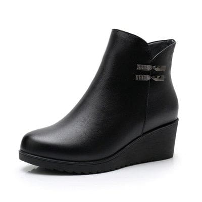 Genuine Leather Warm Winter Women Boots Black / 6 WOMEN BOOTS