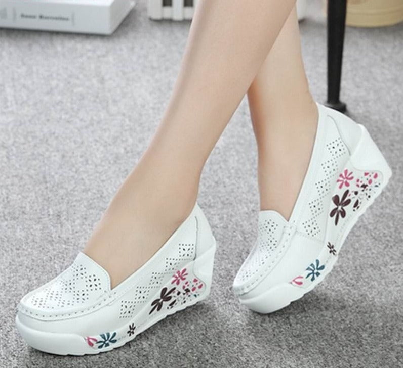 Genuine Leather Wedges Platform Lady Shoes HIGH HEELS