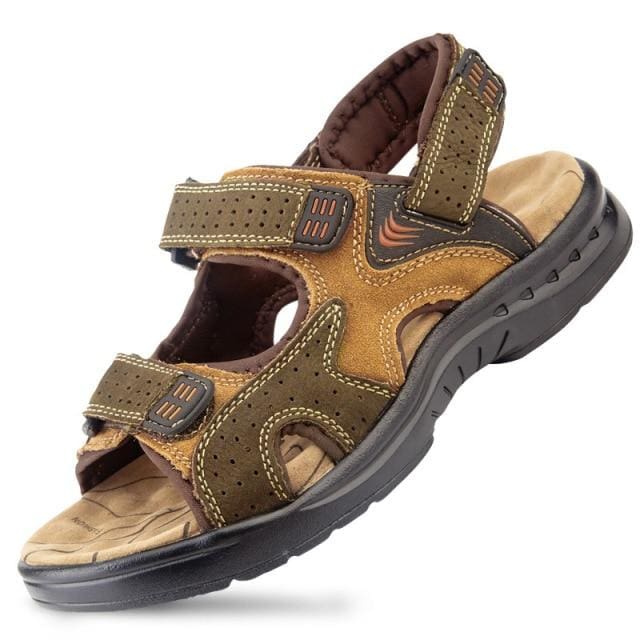 genuine suede leather male summer sandals