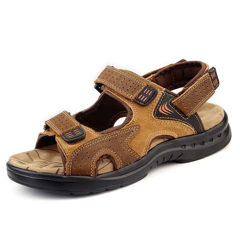 genuine suede leather male summer sandals
