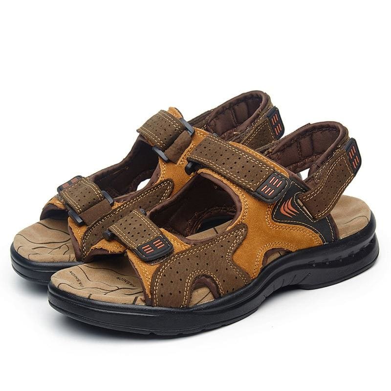 genuine suede leather male summer sandals