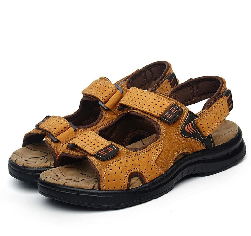 genuine suede leather male summer sandals