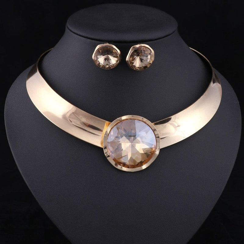 Gorgeous Women Trendy Statement Necklace & Earrings Gold JEWELRY SETS