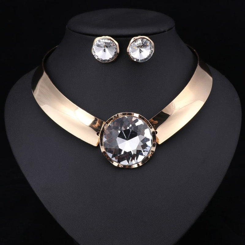 Gorgeous Women Trendy Statement Necklace & Earrings White JEWELRY SETS
