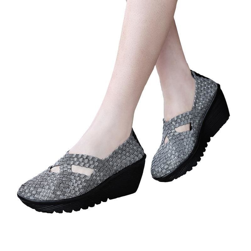 handmade woven thick high heel summer women shoes