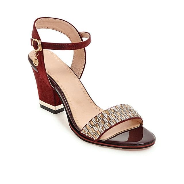 High Heel Bling Crystal Ladies Sandals Red / 4 HIGH HEELS