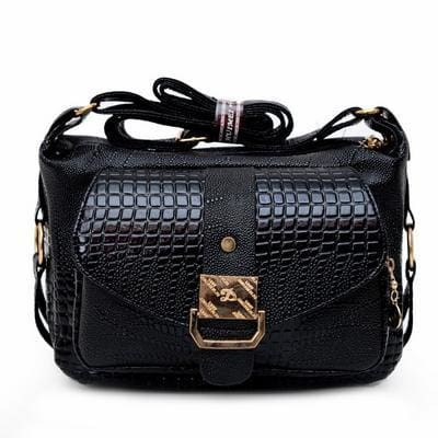 high quality pu leather shoulder bag black