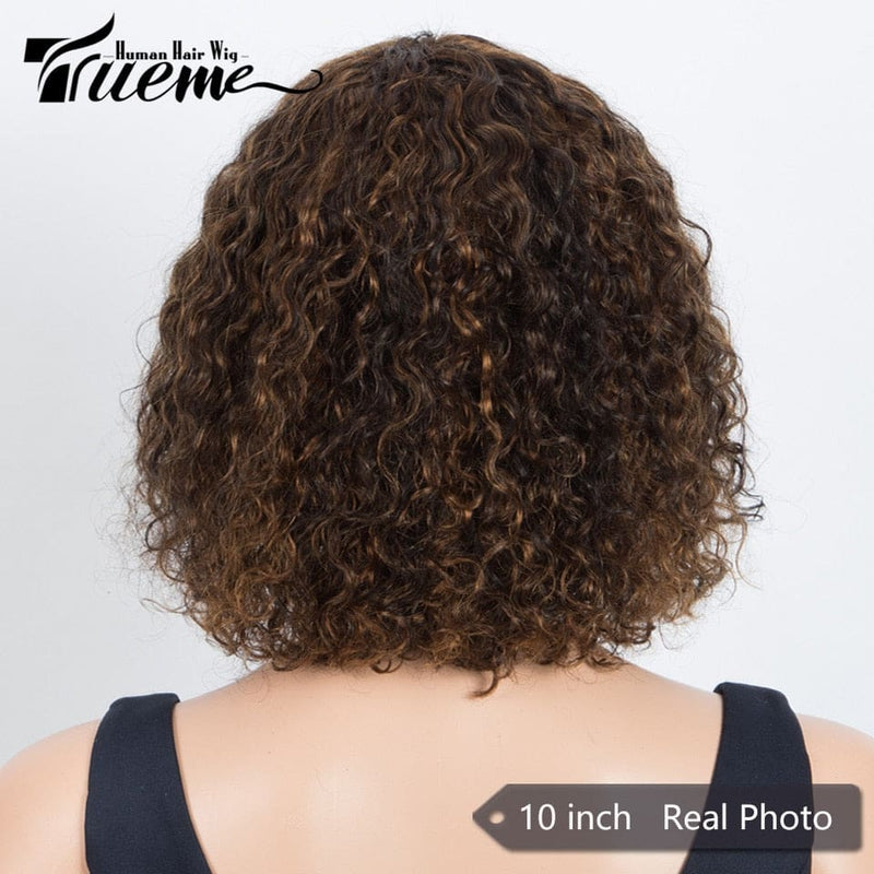 Highlight Blonde Jerry Curly Short Bob Women Wigs 10inches / P1B-30 HAIR EXTENSIONS