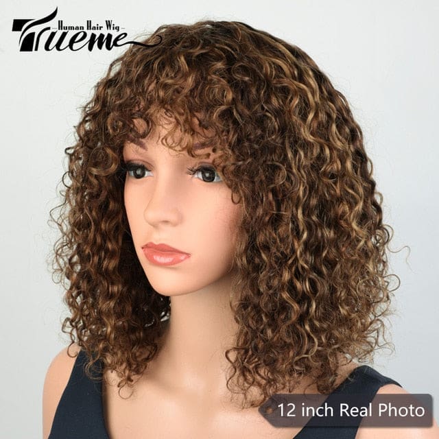 Highlight Blonde Jerry Curly Short Bob Women Wigs HAIR EXTENSIONS