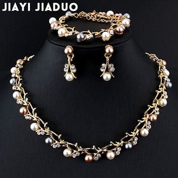 hot imitation pearl elegant necklace earring sets for party 2