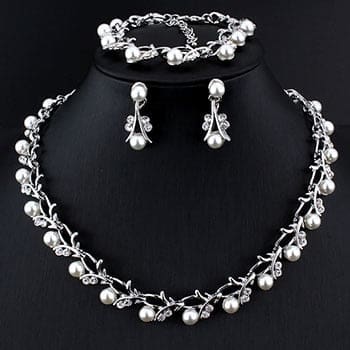 hot imitation pearl elegant necklace earring sets for party 5