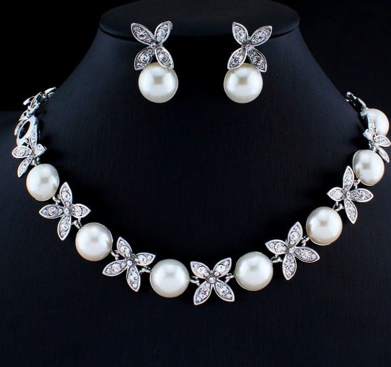 imitated crystal pendant simulated pearl jewelry sets for women