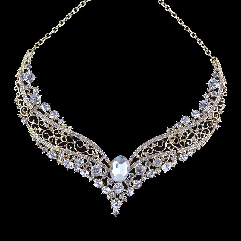 india style bridal rhinestone glass wedding jewelry set