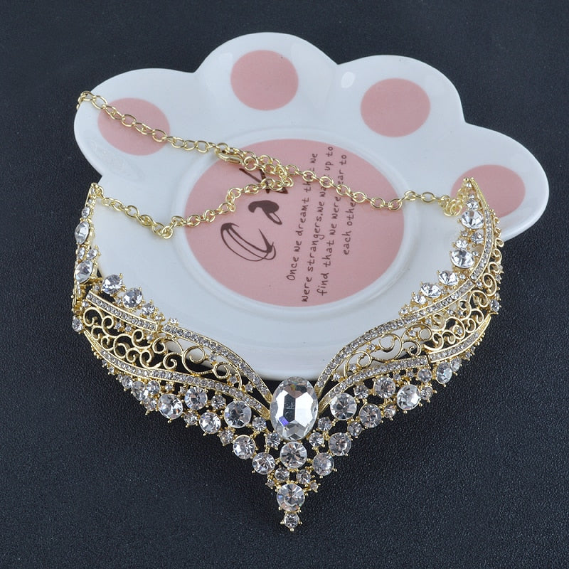 india style bridal rhinestone glass wedding jewelry set