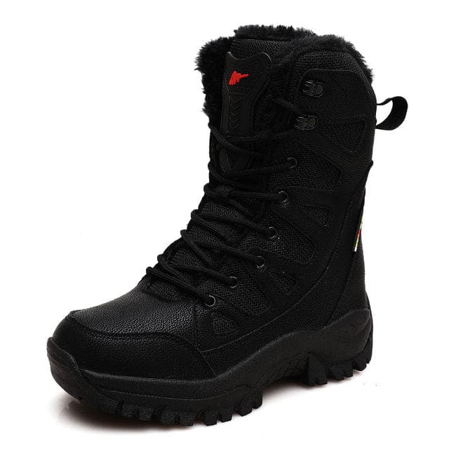 Lace Up Casual High Top Anti-Slip Waterproof Snow Men Boots Black Plush / 11 MEN SHOES