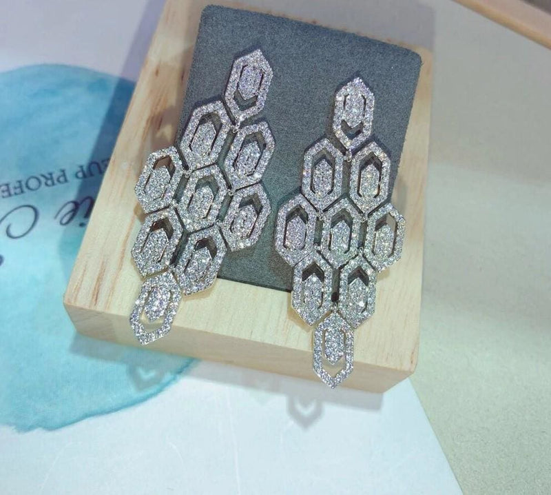 lady's fashion big crystal stud aaa cubic zirconia earring a