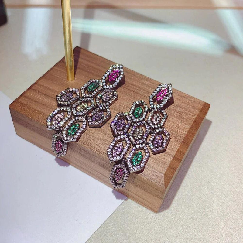 lady's fashion big crystal stud aaa cubic zirconia earring