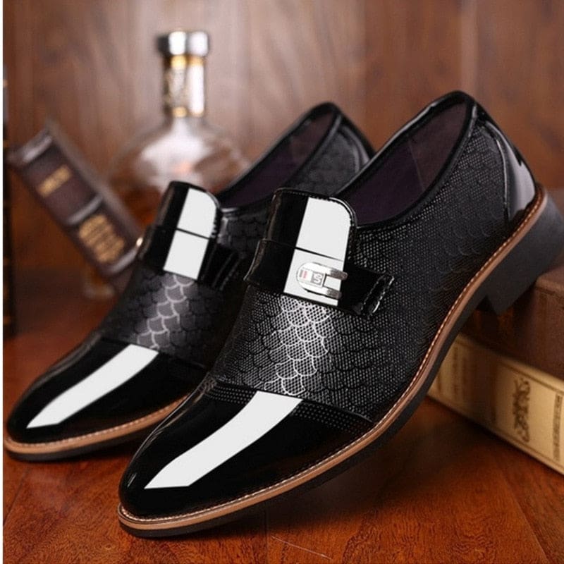 leather embossing luxury fashion wear-resistant non slip men shoes