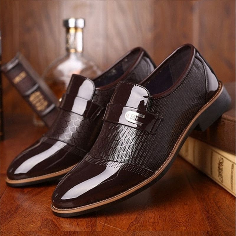 leather embossing luxury fashion wear-resistant non slip men shoes