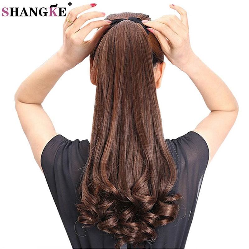 long curly synthetic ponytail hair extensions heat resistant