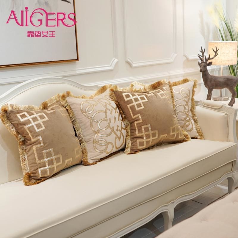luxury embroidery velvet tassel cushion cover