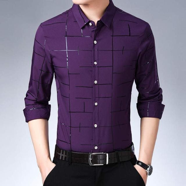 luxury long sleeve slim fit men shirt