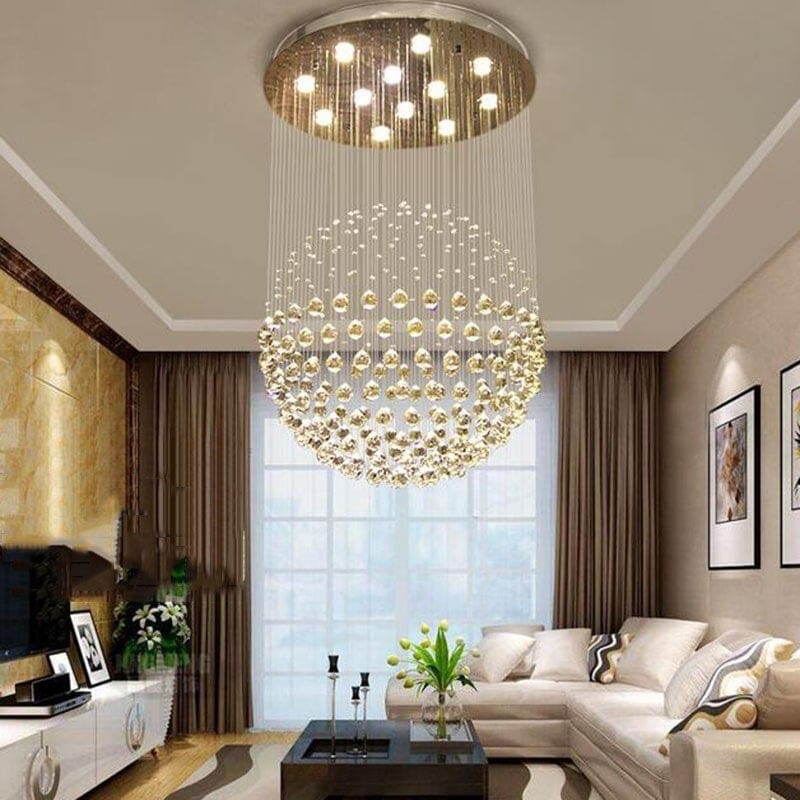 luxury modern k9 crystal ball shaped chandelier 1 / d100cm x h180cm / outside usa / 7-14 days