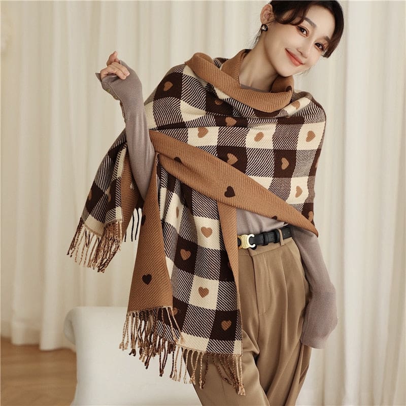 Luxury Plaid Scarf Cashmere Thick Women Winter Shawl SCARF