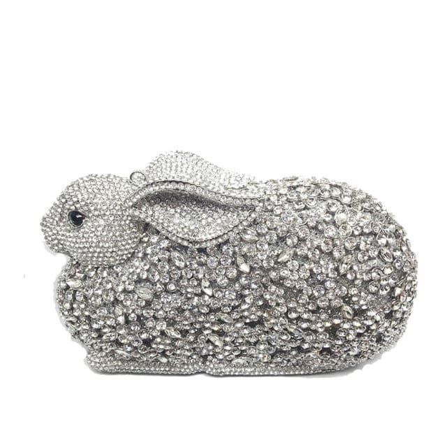 luxury rabbit bunny gold crystal minaudiere clutch evening bag for women 1 / 17cm x 10cm x 7cm