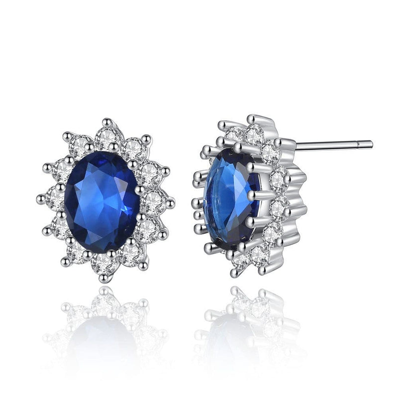 Luxury Silver Blue Sunflower Bridal Jewelry 3pcs Pack JEWELRY SETS