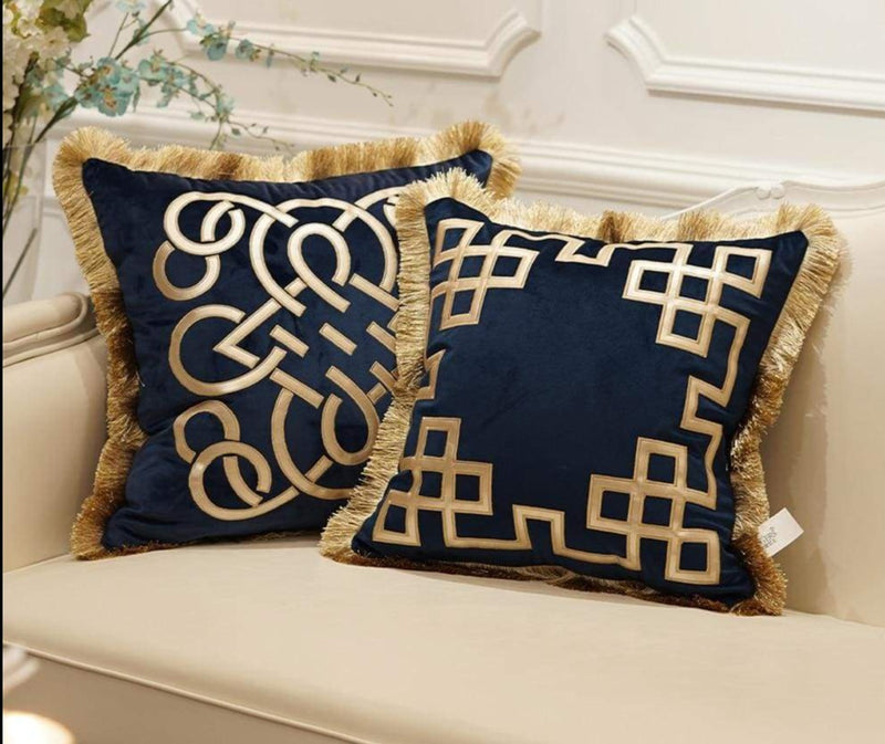 luxury velvet tassels embroidered cushion cover