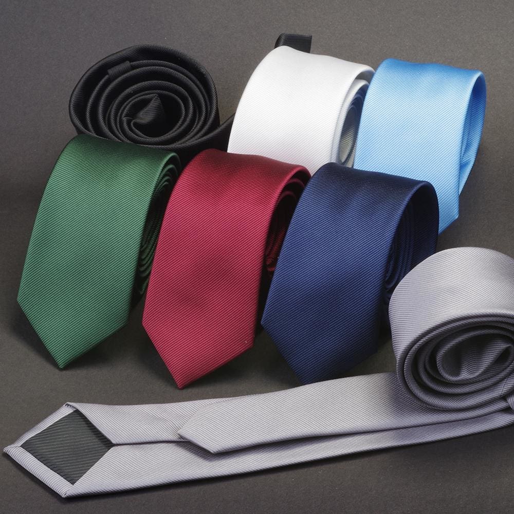 men solid classic slim neck ties