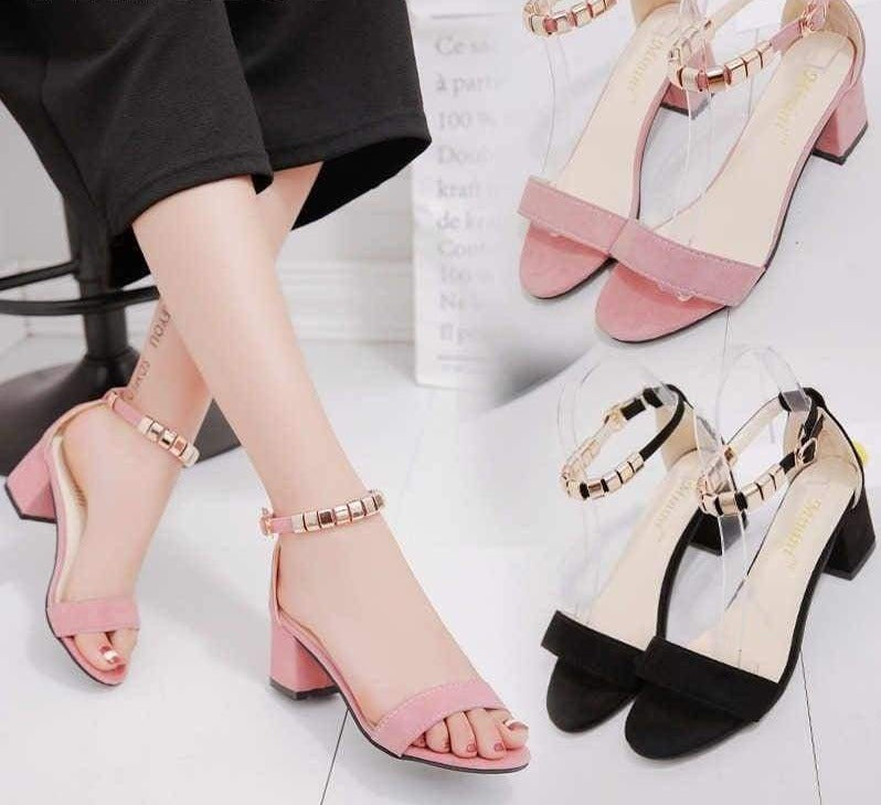 metal string bead open toe high heels