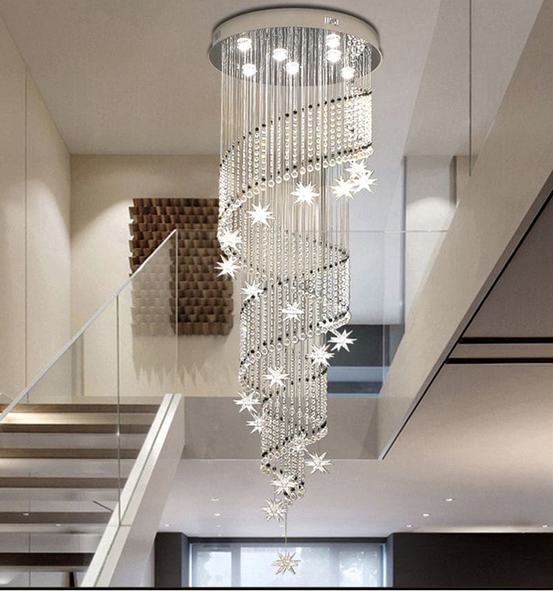 moon and star spiral shaped luxury crystal chandelier