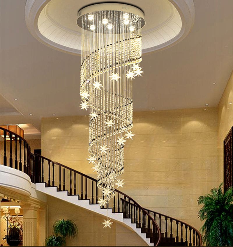 moon and star spiral shaped luxury crystal chandelier