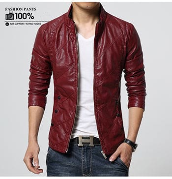 Motorcycle Casual Leather Jackets For Men Red / M JACKETS