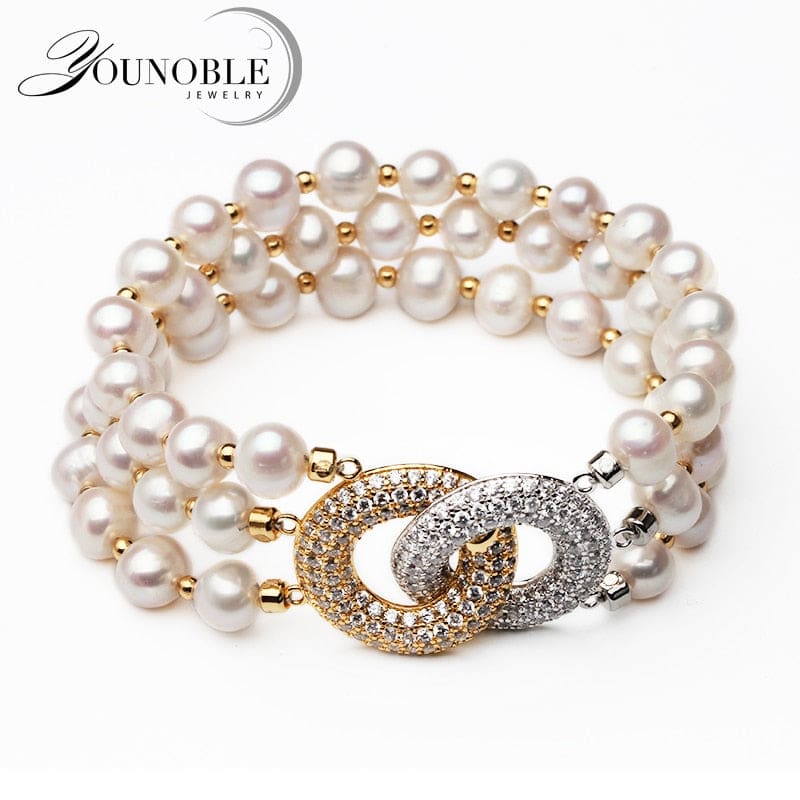 multi layer natural freshwater pearl bracelet