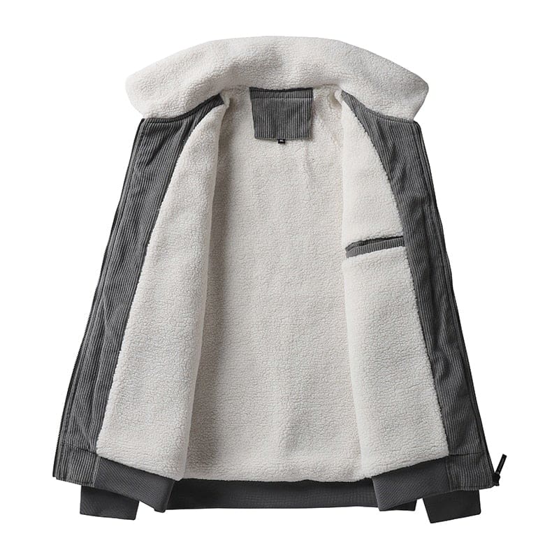 new fleece warm thick fur collar corduroy military winter jacket