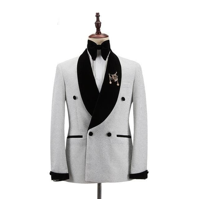 new men tuxedo 2 pieces double breasted shawl lapel wedding party suit